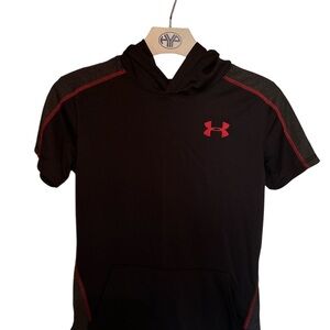 Under Armour Short Sleeve Black Hoodie with Red Logo
